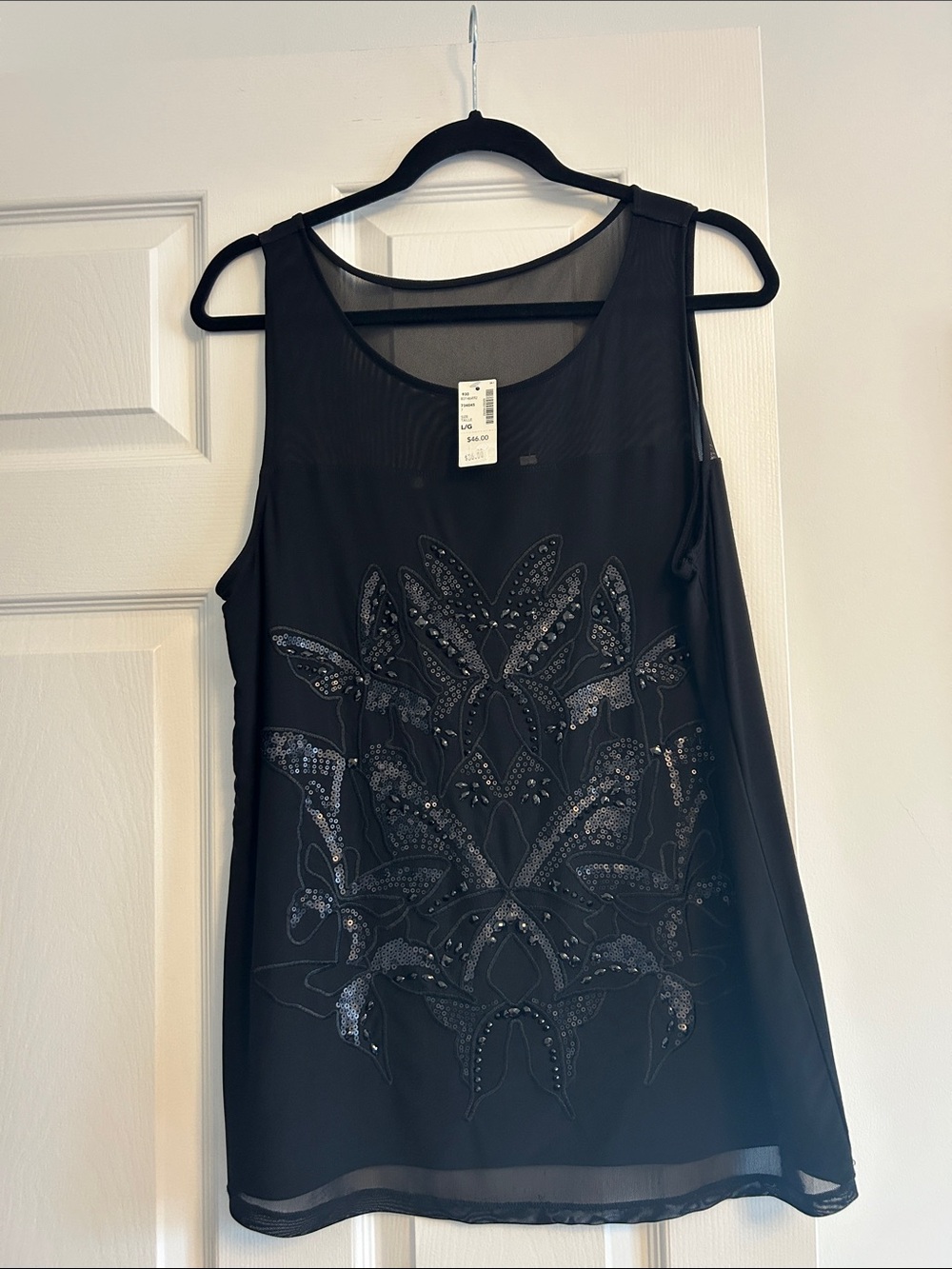 Reitmans Black Sleeveless Embellished Tank Top